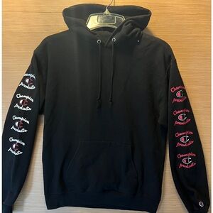Champion Black Hoodie with Red Accents
